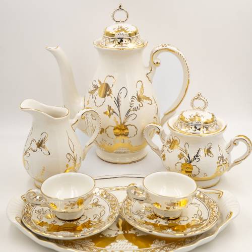Servizio da caff&egrave; completo Garofano Avorio & Oro