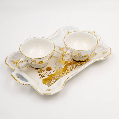 Set da caff&egrave; mini Garofano Avorio & Oro