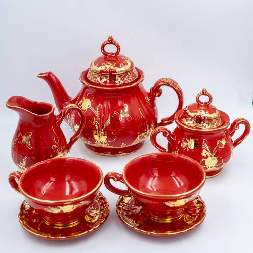Servizio da t&egrave; completo Garofano Rosso & Oro