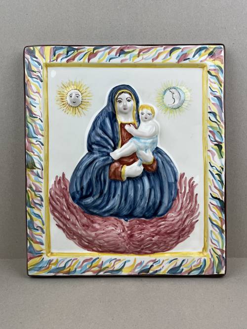 Our Lady of the Fire, ForlÃ¬. Dimensions: 27.5 x 24 x 2.5 cm.