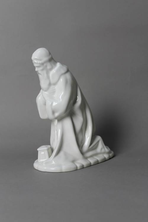 Re Magio oro (cofanetto rettangolare). Statua smaltata bianca, dimensione grande. 